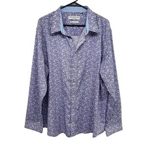 Nick Graham Paisley Stretch Button Down Shirt 2XL Blue Modern Fit Preppy Classic